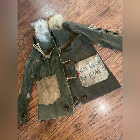 Authentic Vintage Army Post Apocalyptic Jacket Retro Cos Play Greg Fur Military - Picture 2 of 16